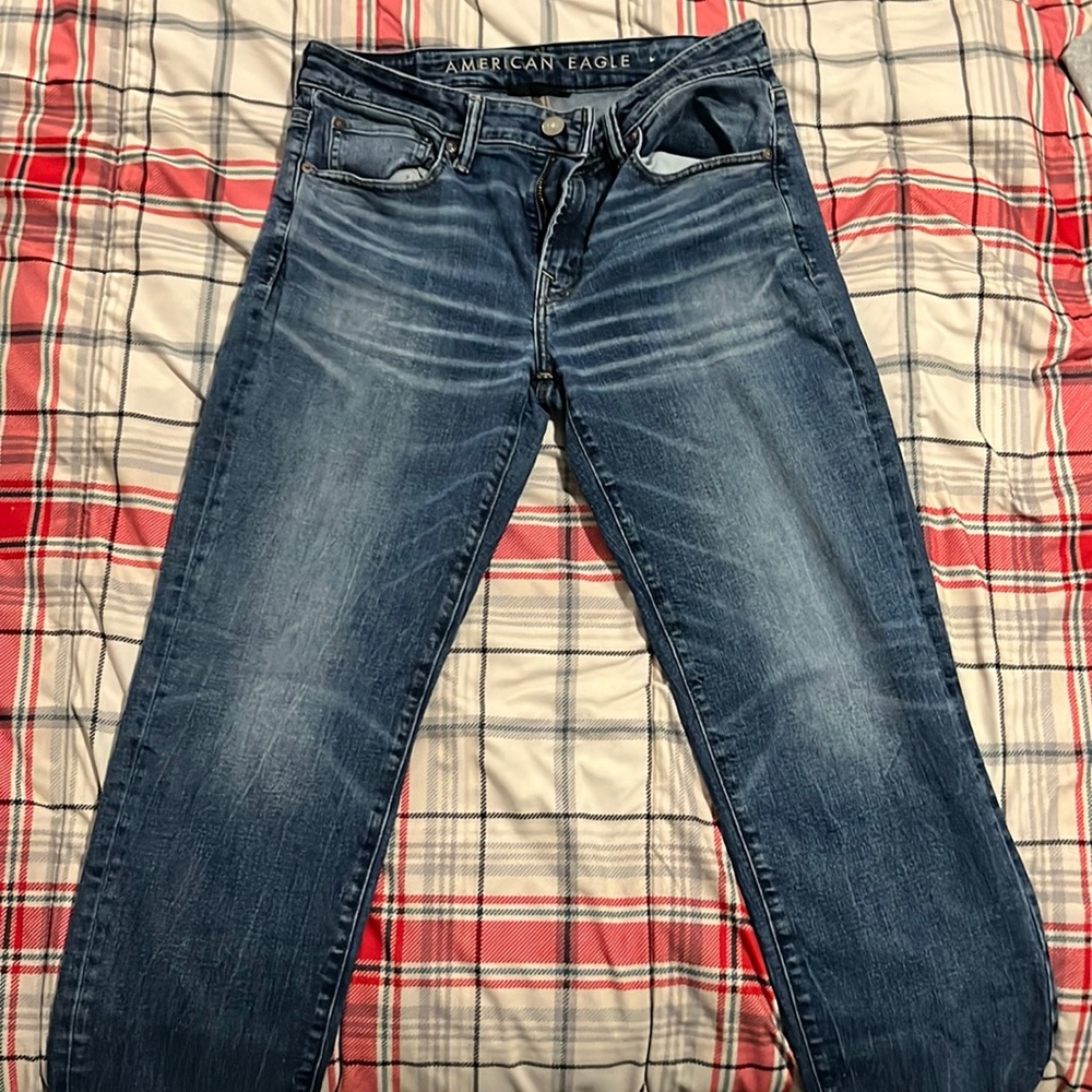 31 X 32 American Eagle Original Straight Ne(X)t Level Air Flex Blue Jeans